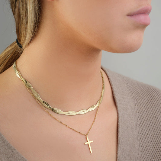 Platte gedraaide ketting goud