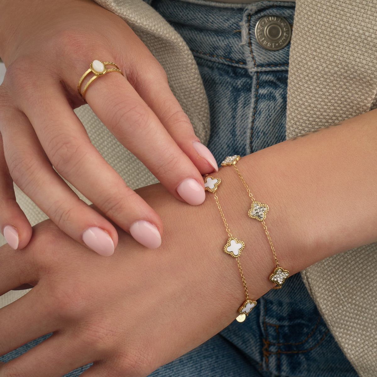 Armband klaver white