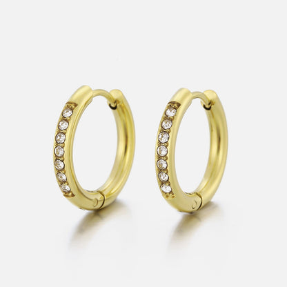 Hoops met steentjes wit/goud