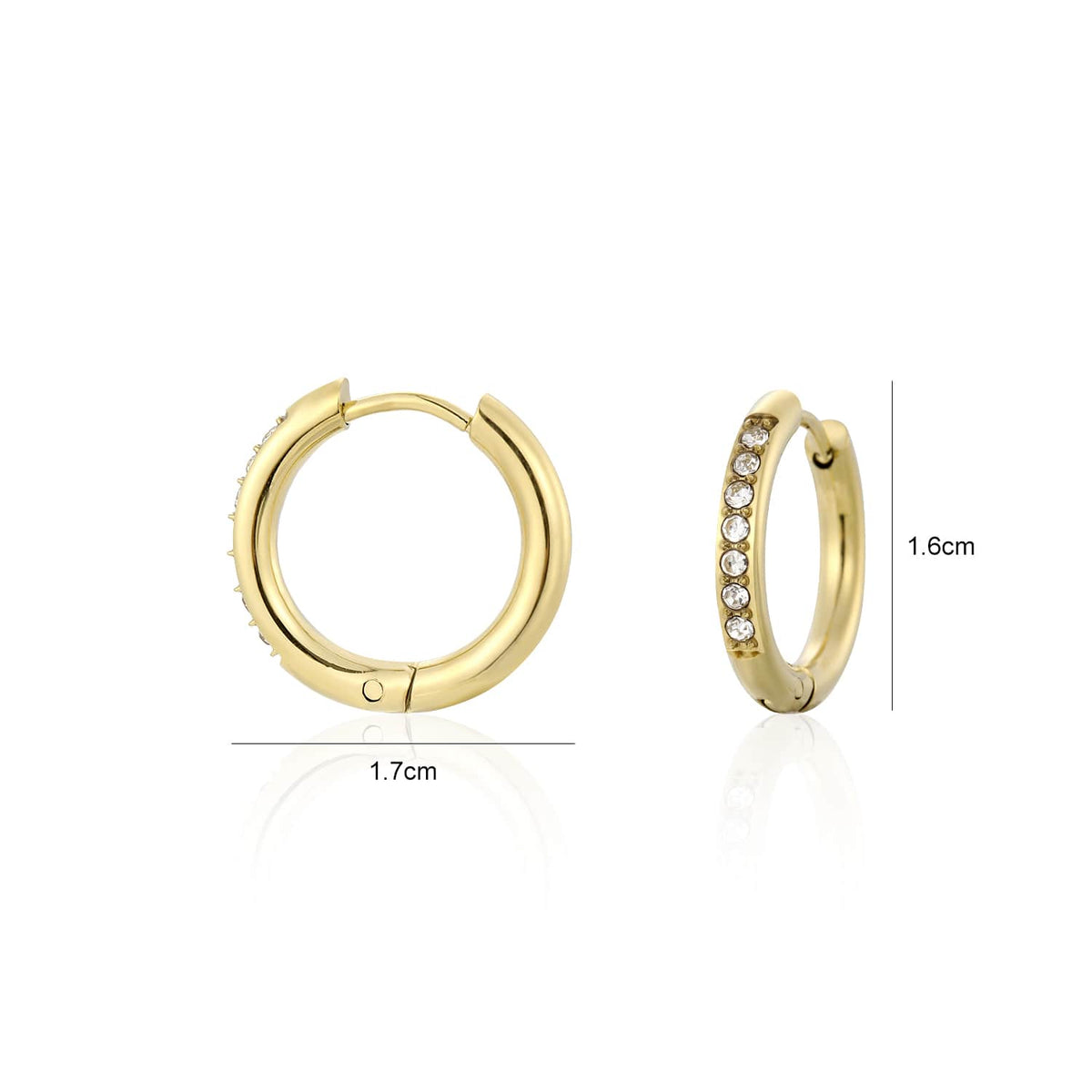 Hoops met steentjes wit/goud