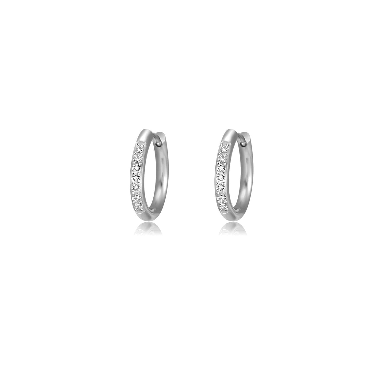 Hoops met steentjes wit/goud