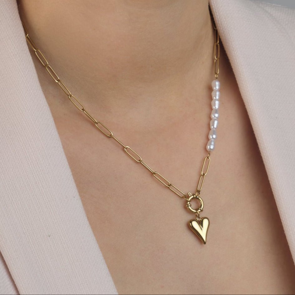 Ketting lux parels hartje