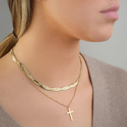 Platte gedraaide ketting goud