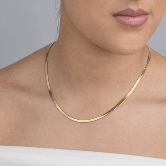 Platte ketting 3mm goud