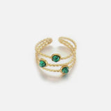Ring three gems green