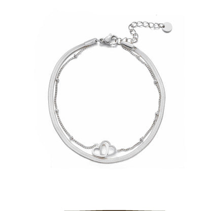 Tweelaags armband hartjes