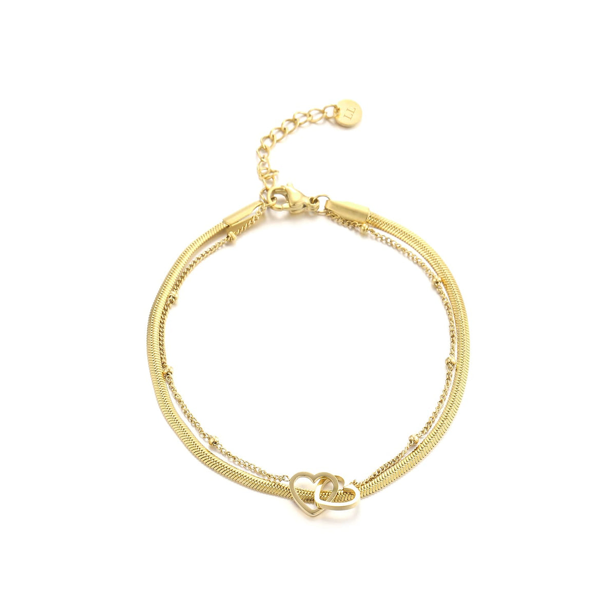 Tweelaags armband hartjes