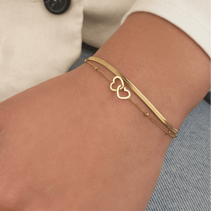 Tweelaags armband hartjes